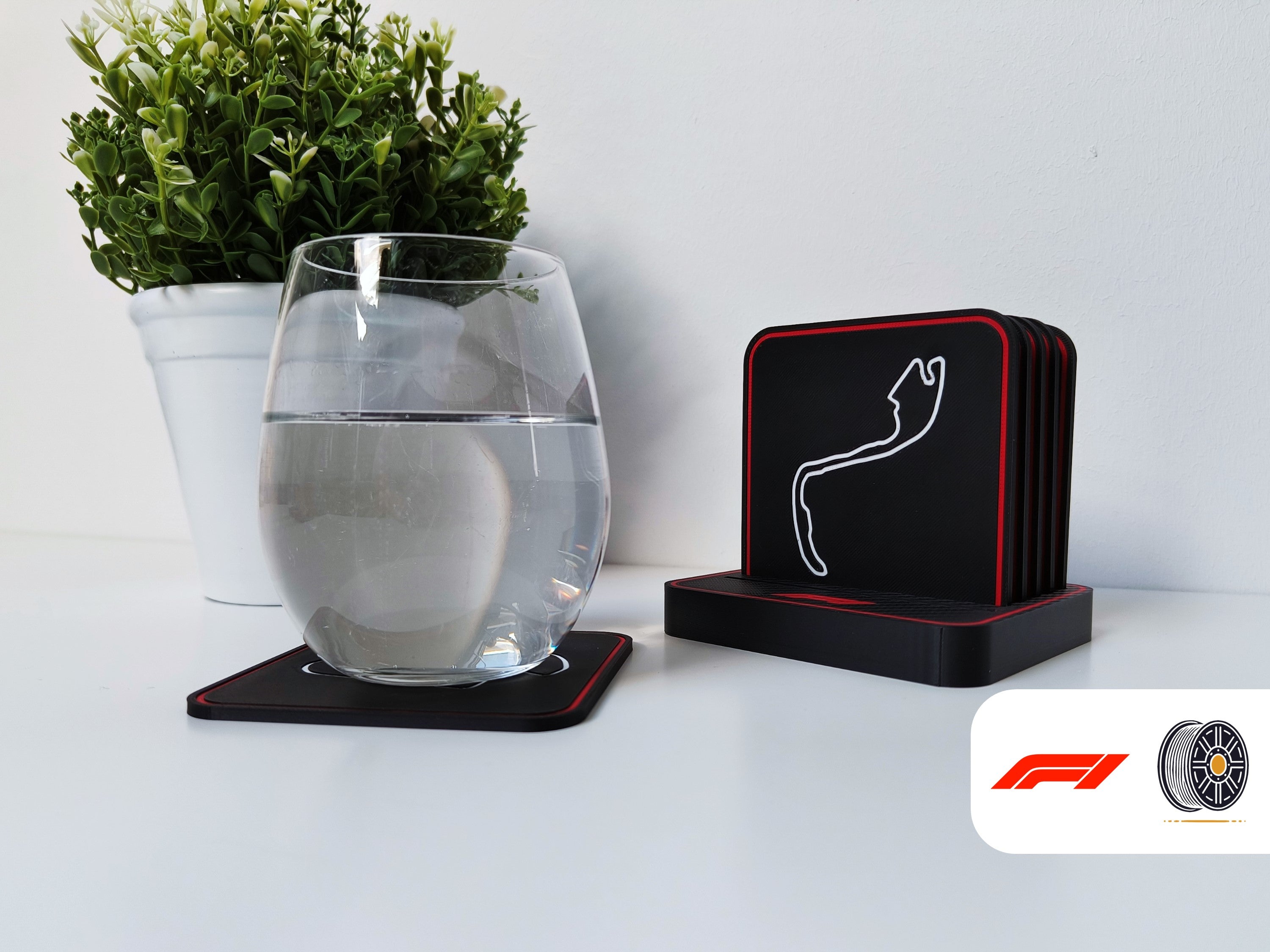 F1 coasters and holder
